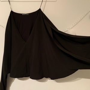 ZARA black blouse with open sleeves